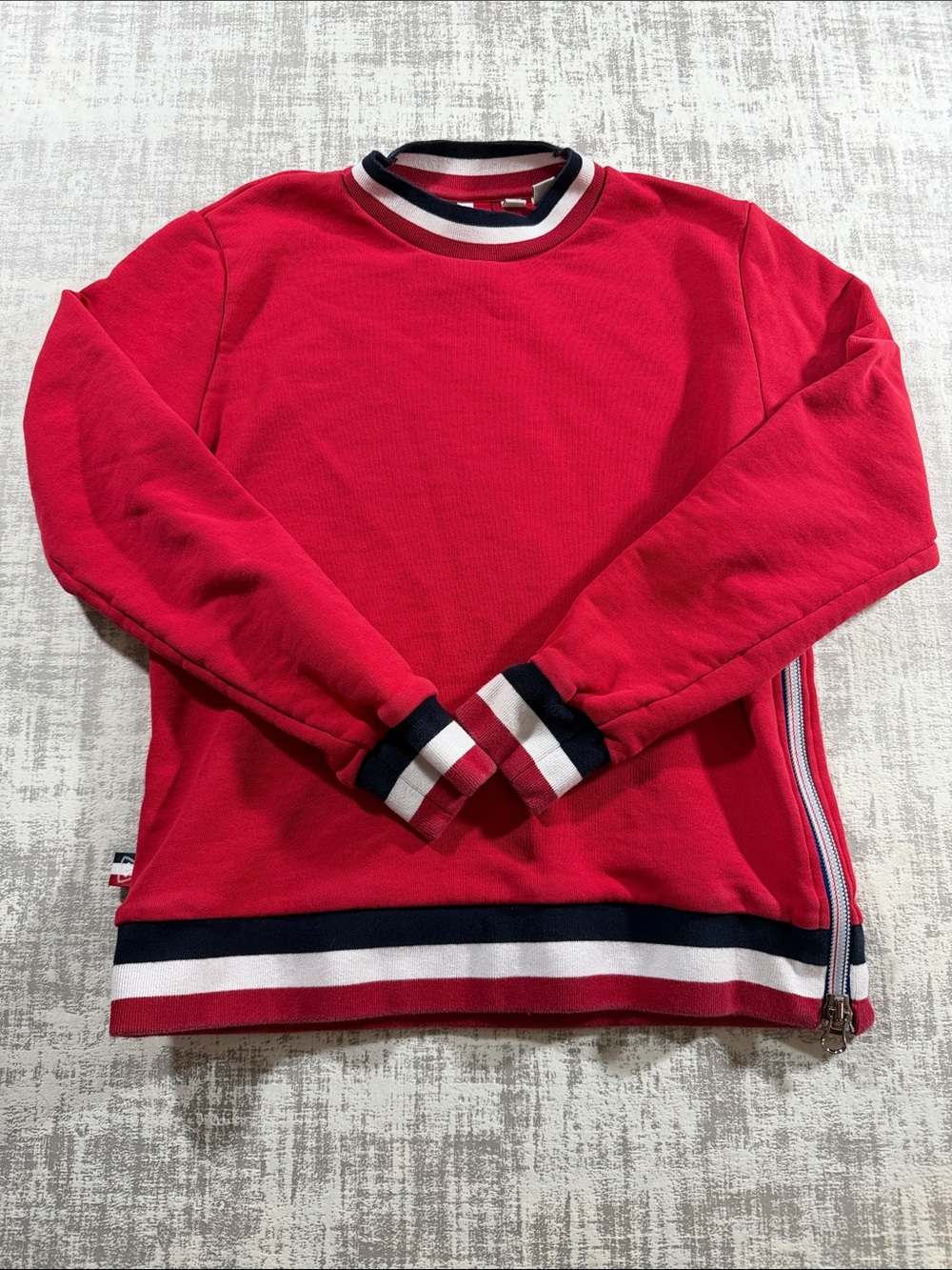 Rossignol Red France Premium Unisex Crewneck Sweater Trim 21.5X18 PTP size M